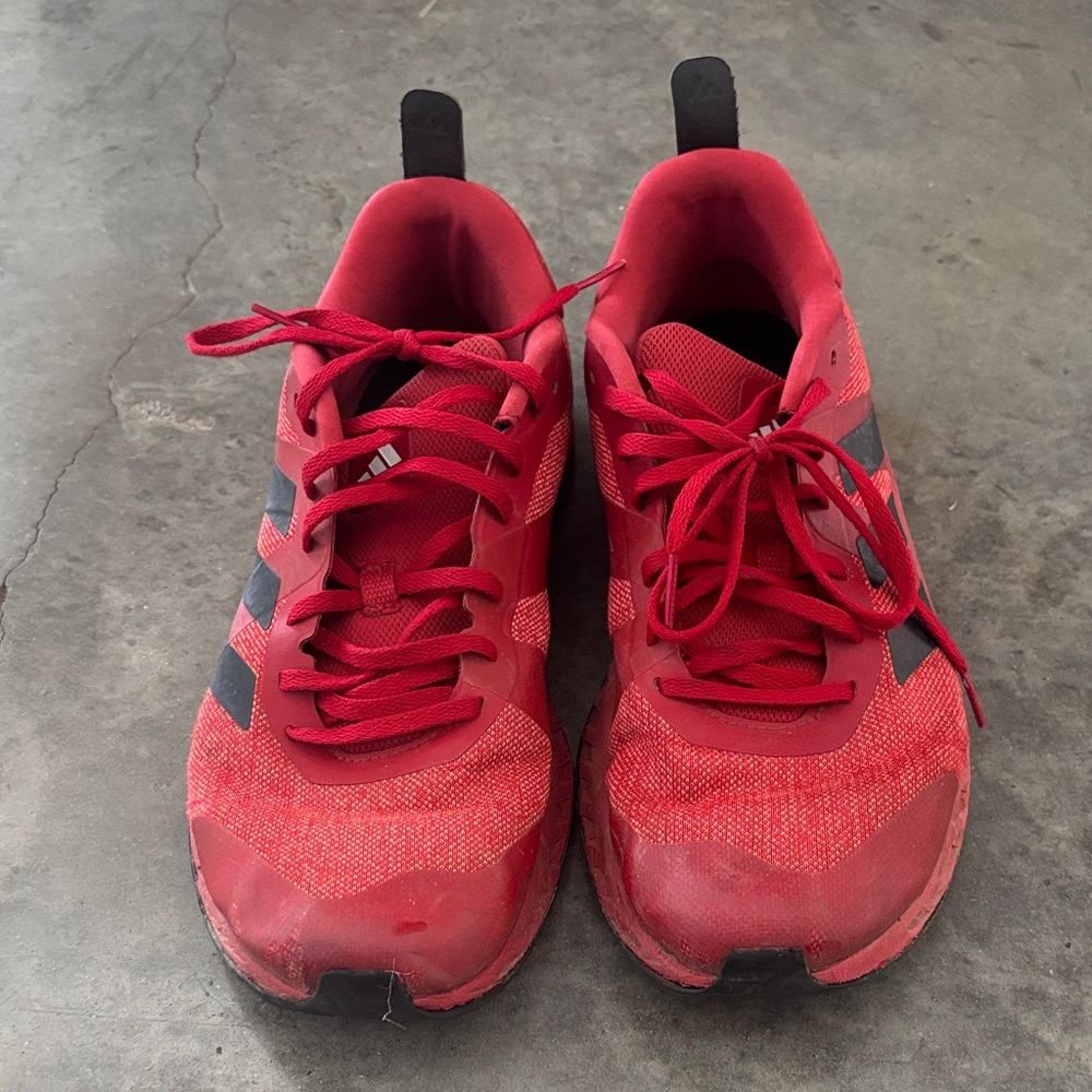 Adidas Scarlet Running Sneakers with Charcoal Stripes